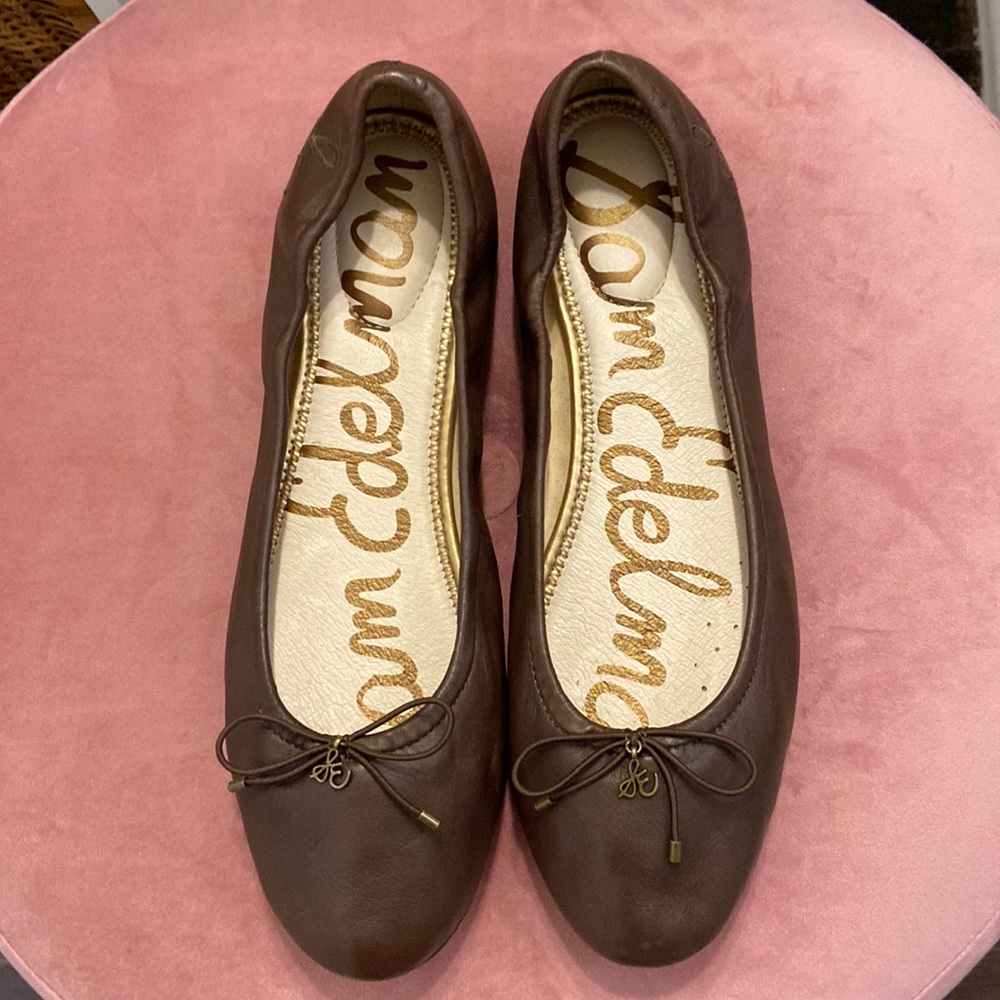 Dark Brown Sam Edelman Leather Ballet Flats